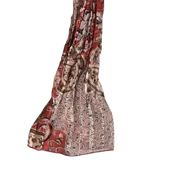 Vtg Notations Womens Sz XL Y2K Scarf Print Babydoll Fairy Top Sheer Layering Tie - Picture 9 of 15